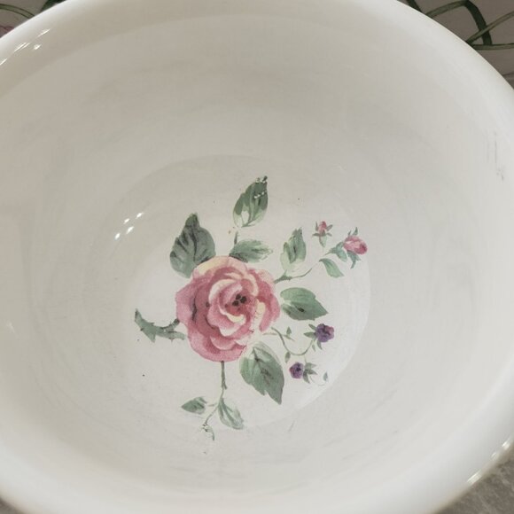 4 Pfaltzgraff Garden Trellis Dessert Bowls 4.25" stoneware dishes floral 90s vtg - Picture 6 of 11